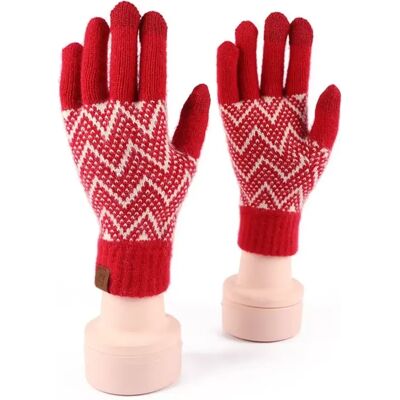 INF Weihnachtliche Strickhandschuhe mit V-Muster - Warme Winterhandschuhe INF Weihnachtliche Strickhandschuhe mit V-Muster - Warme Winterhandschuhe