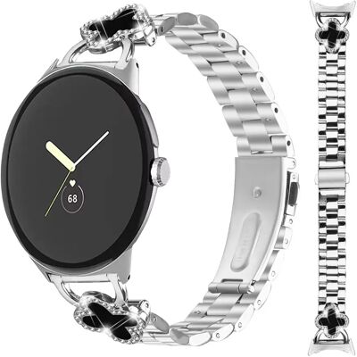 INF Edelstahl Kleeblatt Uhrenarmband kompatibel mit Google Pixel - Elegantes Drei-Perlen-Design INF Edelstahl Kleeblatt Uhrenarmband kompatibel mit Google Pixel - Elegantes Drei-Perlen-Design