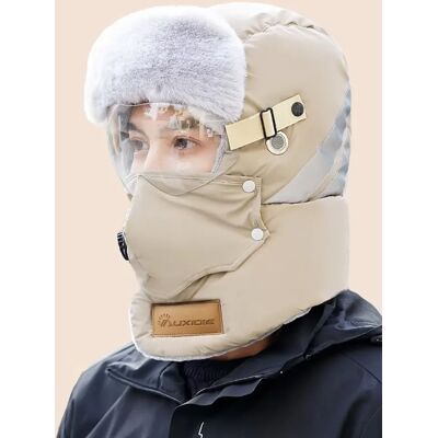 INF 4-in-1 Winter-Fahrrad-/Ski-Mütze mit Brille: Reflektierend, Winddicht und Thermisch Khaki INF 4-in-1 Winter-Fahrrad-/Ski-Mütze mit Brille: Reflektierend, Winddicht und Thermisch Khaki