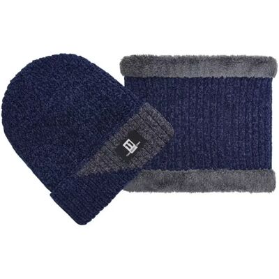 INF Winterliches Chenille-Mütze und Schal Set – Verdickter Windschutz Dunkelblau INF Winterliches Chenille-Mütze und Schal Set – Verdickter Windschutz Dunkelblau