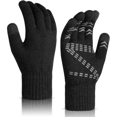 INF Gestrickte, warme Handschuhe - Touchscreen-kompatibel, rutschfeste Wollmischung Schwarz INF Gestrickte, warme Handschuhe - Touchscreen-kompatibel, rutschfeste Wollmischung Schwarz