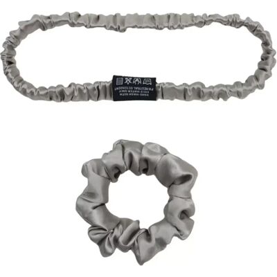 INF Haarband und Haargummi aus 100 % Seide – ideal zum Schutz der Haare und für Yoga Grau INF Haarband und Haargummi aus 100 % Seide – ideal zum Schutz der Haare und für Yoga Grau