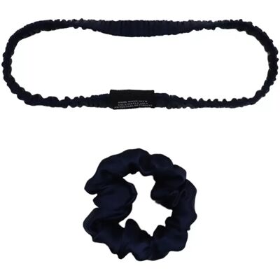INF Haarband und Haargummi aus 100 % Seide – ideal zum Schutz der Haare und für Yoga Navy blau INF Haarband und Haargummi aus 100 % Seide – ideal zum Schutz der Haare und für Yoga Navy blau