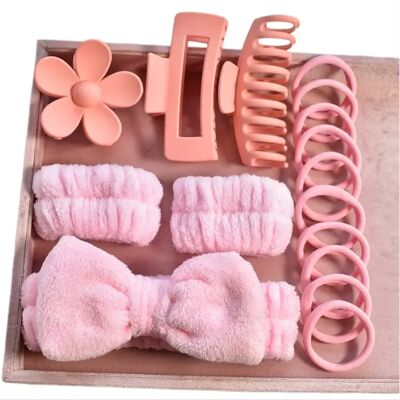 INF 16-teiliges Set weicher Haarbänder mit Schleife – Haaraccessoires aus Polyester und ABS mit großer, matter Haarspange und Rosa INF 16-teiliges Set weicher Haarbänder mit Schleife – Haaraccessoires aus Polyester und ABS mit großer, matter Haarspange und Rosa