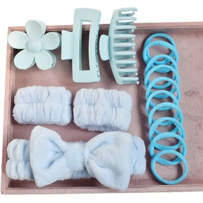 INF 16-teiliges Set weicher Haarbänder mit Schleife – Haaraccessoires aus Polyester und ABS mit großer, matter Haarspange und Blau INF 16-teiliges Set weicher Haarbänder mit Schleife – Haaraccessoires aus Polyester und ABS mit großer, matter Haarspange und Blau