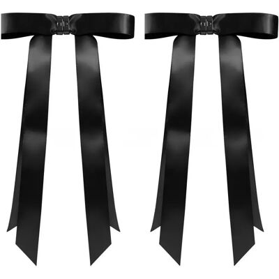 INF Magnetische Satin-Schleifen-Haarklammern 2er-Set — Starker Halt, nahtloses rutschfestes Styling Schwarz INF Magnetische Satin-Schleifen-Haarklammern 2er-Set — Starker Halt, nahtloses rutschfestes Styling Schwarz