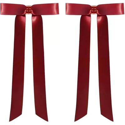 INF Magnetische Satin-Schleifen-Haarklammern 2er-Set — Starker Halt, nahtloses rutschfestes Styling Rot INF Magnetische Satin-Schleifen-Haarklammern 2er-Set — Starker Halt, nahtloses rutschfestes Styling Rot