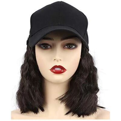 INF Baseball-Cap-Perücke – Hochtemperatur-synthetische Volumen-Perücke mit integriertem Visier, atmungsleichtes, leichtes Design Schwarz+Braun INF Baseball-Cap-Perücke – Hochtemperatur-synthetische Volumen-Perücke mit integriertem Visier, atmungsleichtes, leichtes Design Schwarz+Braun