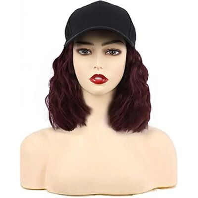 INF Baseball-Cap-Perücke – Hochtemperatur-synthetische Volumen-Perücke mit integriertem Visier, atmungsleichtes, leichtes Design Rot+Braun INF Baseball-Cap-Perücke – Hochtemperatur-synthetische Volumen-Perücke mit integriertem Visier, atmungsleichtes, leichtes Design Rot+Braun