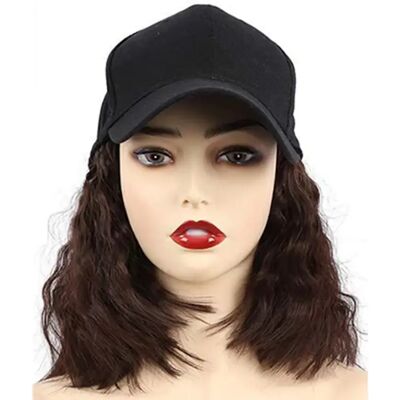 INF Baseball-Cap-Perücke – Hochtemperatur-synthetische Volumen-Perücke mit integriertem Visier, atmungsleichtes, leichtes Design Dunkelbraun INF Baseball-Cap-Perücke – Hochtemperatur-synthetische Volumen-Perücke mit integriertem Visier, atmungsleichtes, leichtes Design Dunkelbraun