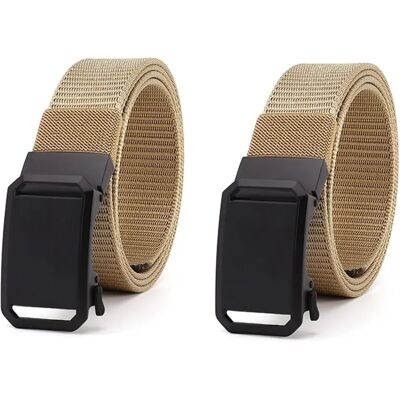 INF Taktischer Gürtel (2er-Pack) Elastischer Nylon-Gürtel mit Ratschen-Schnellverschluss, 1.5 inch Standardbreite, Bequemer Sitz Khaki INF Taktischer Gürtel (2er-Pack) Elastischer Nylon-Gürtel mit Ratschen-Schnellverschluss, 1.5 inch Standardbreite, Bequemer Sitz Khaki