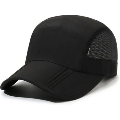 INF Entenschnabel-Kappe aus Polyester mit Sonnenschutz, schnelltrocknendem Mesh, verbreitertem Schweißband und verstellbarem Schwarz INF Entenschnabel-Kappe aus Polyester mit Sonnenschutz, schnelltrocknendem Mesh, verbreitertem Schweißband und verstellbarem Schwarz
