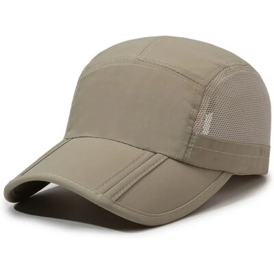 INF Entenschnabel-Kappe aus Polyester mit Sonnenschutz, schnelltrocknendem Mesh, verbreitertem Schweißband und verstellbarem Khaki INF Entenschnabel-Kappe aus Polyester mit Sonnenschutz, schnelltrocknendem Mesh, verbreitertem Schweißband und verstellbarem Khaki