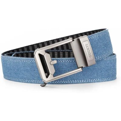 INF Denim-Gürtel mit Ratsche, lochfreiem Riemen und automatischer Schnalle aus Legierung Blau INF Denim-Gürtel mit Ratsche, lochfreiem Riemen und automatischer Schnalle aus Legierung Blau