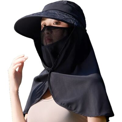 INF Damen Sommer-Sonnenhut mit breiter Krempe und integriertem Nackenüberzug, Polyester-Baumwollmischung, mehrere Farben Schwarz INF Damen Sommer-Sonnenhut mit breiter Krempe und integriertem Nackenüberzug, Polyester-Baumwollmischung, mehrere Farben Schwarz