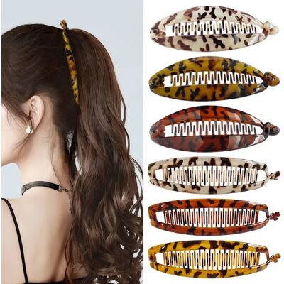 INF Vintage Bananenschwanz-Haarclip 6er-Set – Mehrfarbig, ABS und PC, Leopardendruck große Krallenklammern für stylische INF Vintage Bananenschwanz-Haarclip 6er-Set – Mehrfarbig, ABS und PC, Leopardendruck große Krallenklammern für stylische
