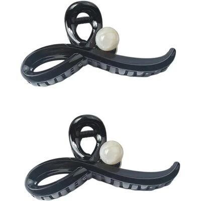 INF Pearl Premium Haarclip 2er-Pack – PC mit Perlendekor und Metallfeder, Modell TCB-1238 Schwarz INF Pearl Premium Haarclip 2er-Pack – PC mit Perlendekor und Metallfeder, Modell TCB-1238 Schwarz