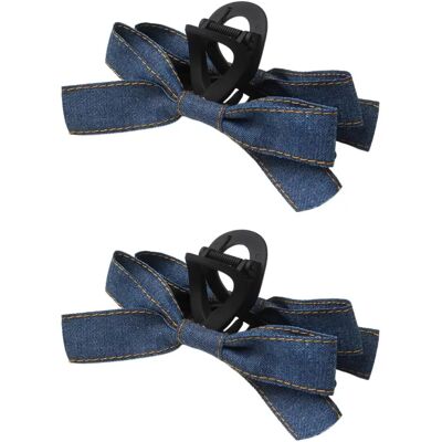 INF Denim 3D-Schleifen-Haarclip (2er-Pack) – PC+Denim, Marineblau, strukturierte 3D-Schleife für Campus- und Casual-Looks INF Denim 3D-Schleifen-Haarclip (2er-Pack) – PC+Denim, Marineblau, strukturierte 3D-Schleife für Campus- und Casual-Looks