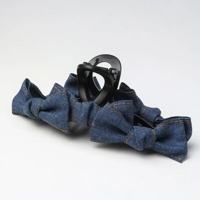 INF Denim Schleife Haarclip - 3D-Klauen-Design, Marineblau, PC+Denim, 18cm x7cm x6.5cm INF Denim Schleife Haarclip - 3D-Klauen-Design, Marineblau, PC+Denim, 18cm x7cm x6.5cm