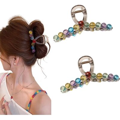 INF Große Kristall-Haarclips 2er-Set — Polycarbonat-Haarclip mit mehrfarbigen Kristallperlen für Party und Alltag INF Große Kristall-Haarclips 2er-Set — Polycarbonat-Haarclip mit mehrfarbigen Kristallperlen für Party und Alltag