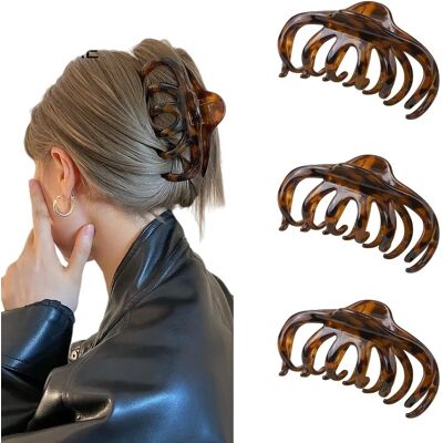 INF Extra-großer Haifisch-Haarclip 3er-Set — starker Halt, PC-weitzahnige Kralle für dickes, grobes Haar, sichere Dutt- und Kaffee INF Extra-großer Haifisch-Haarclip 3er-Set — starker Halt, PC-weitzahnige Kralle für dickes, grobes Haar, sichere Dutt- und Kaffee