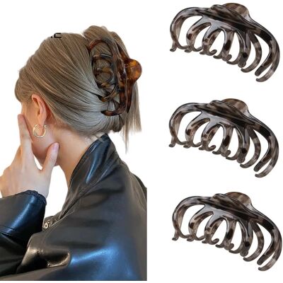 INF Extra-großer Haifisch-Haarclip 3er-Set — starker Halt, PC-weitzahnige Kralle für dickes, grobes Haar, sichere Dutt- und Grau INF Extra-großer Haifisch-Haarclip 3er-Set — starker Halt, PC-weitzahnige Kralle für dickes, grobes Haar, sichere Dutt- und Grau