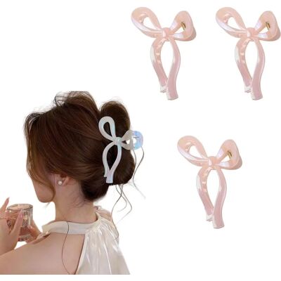 INF Schillerndes PMMA Schmetterlings-Schleifen Haarklammer-Set, 3 Stück – Glänzende Acrylclips für halb hochgesteckte Styles, Rosa INF Schillerndes PMMA Schmetterlings-Schleifen Haarklammer-Set, 3 Stück – Glänzende Acrylclips für halb hochgesteckte Styles, Rosa