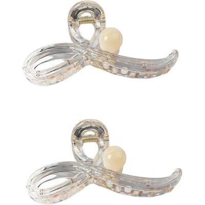 INF Pearl Premium Haarclip 2er-Pack – PC mit Perlendekor und Metallfeder, Modell TCB-1238 Champagne INF Pearl Premium Haarclip 2er-Pack – PC mit Perlendekor und Metallfeder, Modell TCB-1238 Champagne