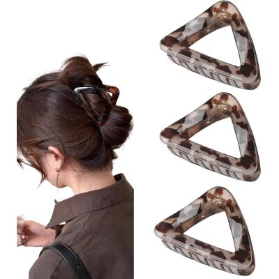INF Leoparden-Dreieck-Haarclip 3er-Set — Leichter PC-Clip für sicheren Halt und geometrischen Stilakzent Weiß INF Leoparden-Dreieck-Haarclip 3er-Set — Leichter PC-Clip für sicheren Halt und geometrischen Stilakzent Weiß