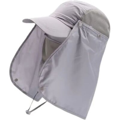 INF Polyester-Sonnenhut mit Nackenschutz und abnehmbarem Baseball-Schirm – Schnell trocknend, atmungsaktiv für Angeln, Wandern Grau INF Polyester-Sonnenhut mit Nackenschutz und abnehmbarem Baseball-Schirm – Schnell trocknend, atmungsaktiv für Angeln, Wandern Grau