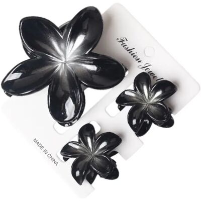 INF Plumeria-Blumen-Haarklammer mit Karte – ABS-Krallenclip, rutschfester Halt, abgerundete Kanten, 3er-Set Weiß+Schwarz INF Plumeria-Blumen-Haarklammer mit Karte – ABS-Krallenclip, rutschfester Halt, abgerundete Kanten, 3er-Set Weiß+Schwarz