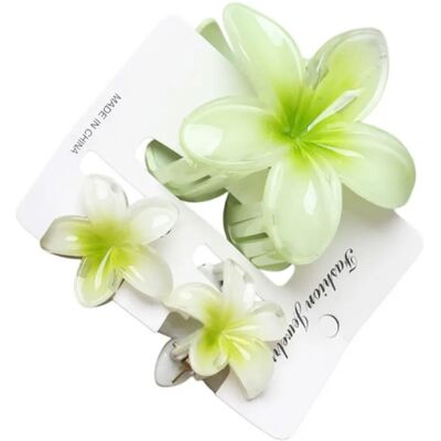 INF Blumen-Haarclip Set, 3er-Pack ABS Anti-Rutsch-Klammern mit abgerundeten Kanten, 7.5cm x 4cm Grün INF Blumen-Haarclip Set, 3er-Pack ABS Anti-Rutsch-Klammern mit abgerundeten Kanten, 7.5cm x 4cm Grün