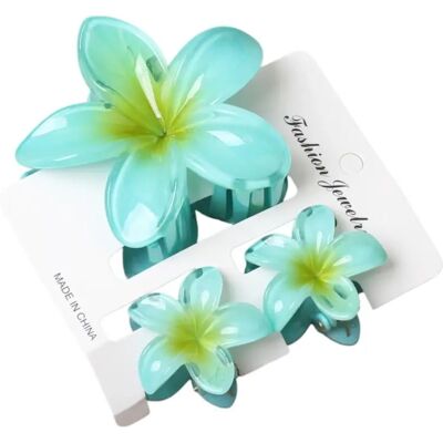 INF Blumen-Haarclip Set, 3er-Pack ABS Anti-Rutsch-Klammern mit abgerundeten Kanten, 7.5cm x 4cm Blau INF Blumen-Haarclip Set, 3er-Pack ABS Anti-Rutsch-Klammern mit abgerundeten Kanten, 7.5cm x 4cm Blau