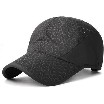INF Schnelltrocknende atmungsaktive Polyester-Duckbill-Kappe – Leichte Outdoor-Running-Baseballmütze (Schwarz) INF Schnelltrocknende atmungsaktive Polyester-Duckbill-Kappe – Leichte Outdoor-Running-Baseballmütze (Schwarz)