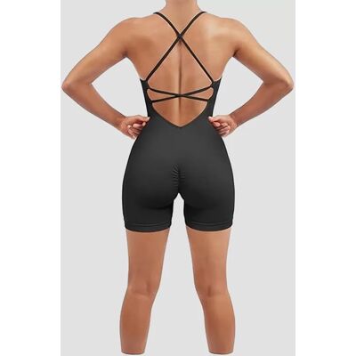INF Nahtloser rückenfreier Bodysuit Yoga Jumpsuit - Schwarz L INF Nahtloser rückenfreier Bodysuit Yoga Jumpsuit - Schwarz L