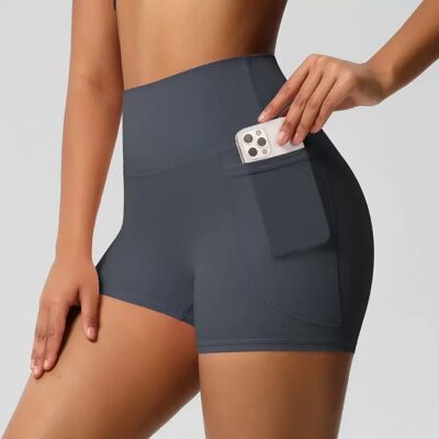 INF Pocket-Shorts 2er-Pack mit englischem Pflegeetikett – High-Waist Yoga-Shorts aus gebürstetem Nylon mit Seitentasche M Grau INF Pocket-Shorts 2er-Pack mit englischem Pflegeetikett – High-Waist Yoga-Shorts aus gebürstetem Nylon mit Seitentasche M Grau