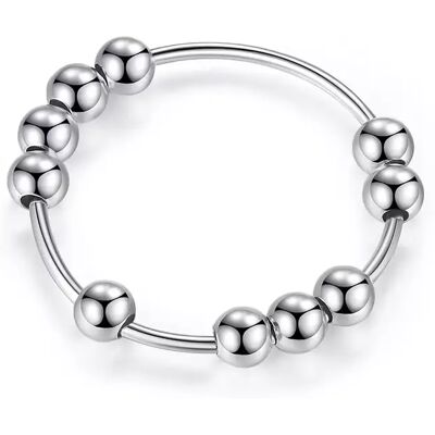 INF Anti-Stress-Ring mit 10 drehbaren Perlen Kupfer silbern Größe 9 INF Anti-Stress-Ring mit 10 drehbaren Perlen Kupfer silbern Größe 9