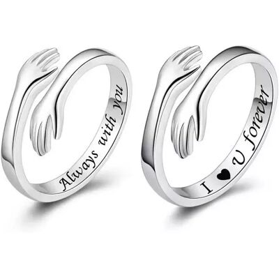 INF Ring mit sich umarmenden Händen und Text 2er-Pack INF Ring mit sich umarmenden Händen und Text 2er-Pack
