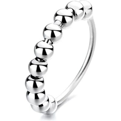 INF Anti-Stress-Ring mit 10 drehbaren Perlen kupfer platinfarben 18.5 mm INF Anti-Stress-Ring mit 10 drehbaren Perlen kupfer platinfarben 18.5 mm