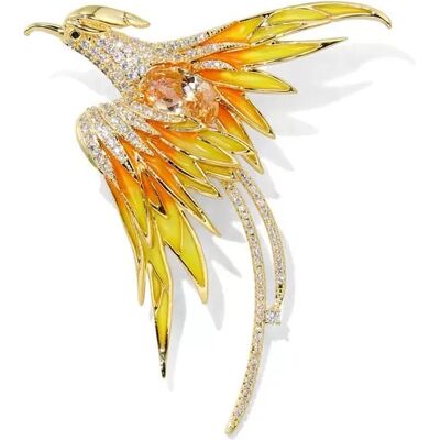 INF Emaille Phoenix Brosche Gelb INF Emaille Phoenix Brosche Gelb