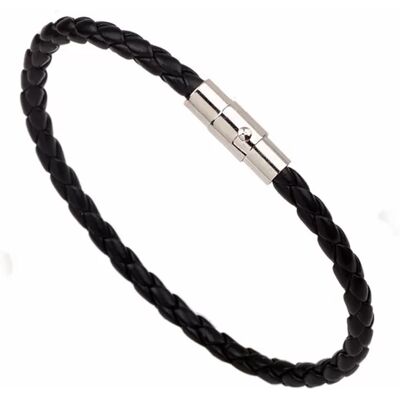 INF Schwarzes Lederarmband mit Magnetverschluss INF Schwarzes Lederarmband mit Magnetverschluss