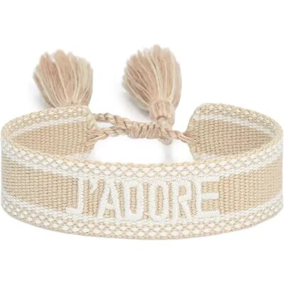 INF Besticktes Armband aus Polyester, verstellbar, Quaste, 1 Stück Beige INF Besticktes Armband aus Polyester, verstellbar, Quaste, 1 Stück Beige