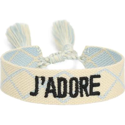 INF Besticktes Armband aus Polyester, verstellbar, Quaste, 1 Stück Beige+Blau INF Besticktes Armband aus Polyester, verstellbar, Quaste, 1 Stück Beige+Blau