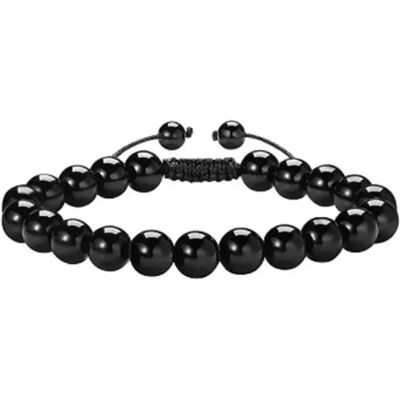 INF 8mm Schwarzer Obsidian Geflochtener Armband - Handgefertigtes, Verstellbares Perlenarmband INF 8mm Schwarzer Obsidian Geflochtener Armband - Handgefertigtes, Verstellbares Perlenarmband