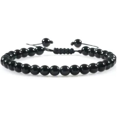 INF 6mm Schwarzer Obsidian Armband - Verstellbares, handgefertigtes Hämatit-Perlenarmband INF 6mm Schwarzer Obsidian Armband - Verstellbares, handgefertigtes Hämatit-Perlenarmband