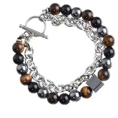 INF Vulkanstein-Perlenarmband mit Eisenkette - Natürlich & Einzigartig INF Vulkanstein-Perlenarmband mit Eisenkette - Natürlich & Einzigartig
