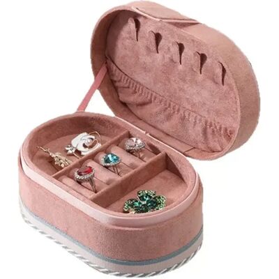INF Tragbare Samt-Schmuckbox - Pink Reißverschluss-Reisetasche für Ringe, Anhänger, Armbänder INF Tragbare Samt-Schmuckbox - Pink Reißverschluss-Reisetasche für Ringe, Anhänger, Armbänder