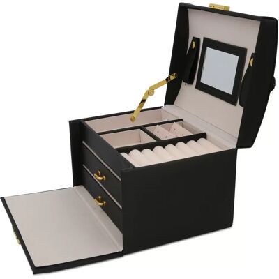 INF 3-stöckige Schmuckschatulle – Schmuckaufbewahrungsbox Schwarz INF 3-stöckige Schmuckschatulle – Schmuckaufbewahrungsbox Schwarz