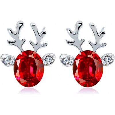 INF Ohrringe mit Rentier - silberfarbener Weihnachtsschmuck mit rotem Strass INF Ohrringe mit Rentier - silberfarbener Weihnachtsschmuck mit rotem Strass