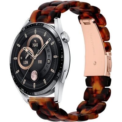 INF Armband kompatibel mit Samsung und Xiaomi Uhren – Schildpatt Braun Harz + Edelstahl, Universelle Passform INF Armband kompatibel mit Samsung und Xiaomi Uhren – Schildpatt Braun Harz + Edelstahl, Universelle Passform